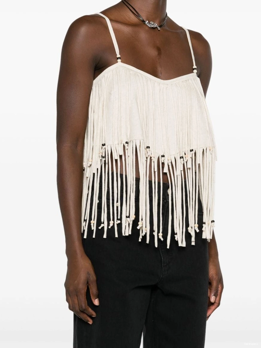 Cheap fringed bead-detail Women Monsoon crop top Alanui 0326